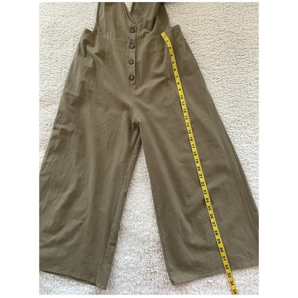Sienna Sky Olive Green Jumpsuit Button Front Wide Leg V Neck Casual Romper *Flaw - Picture 11 of 15